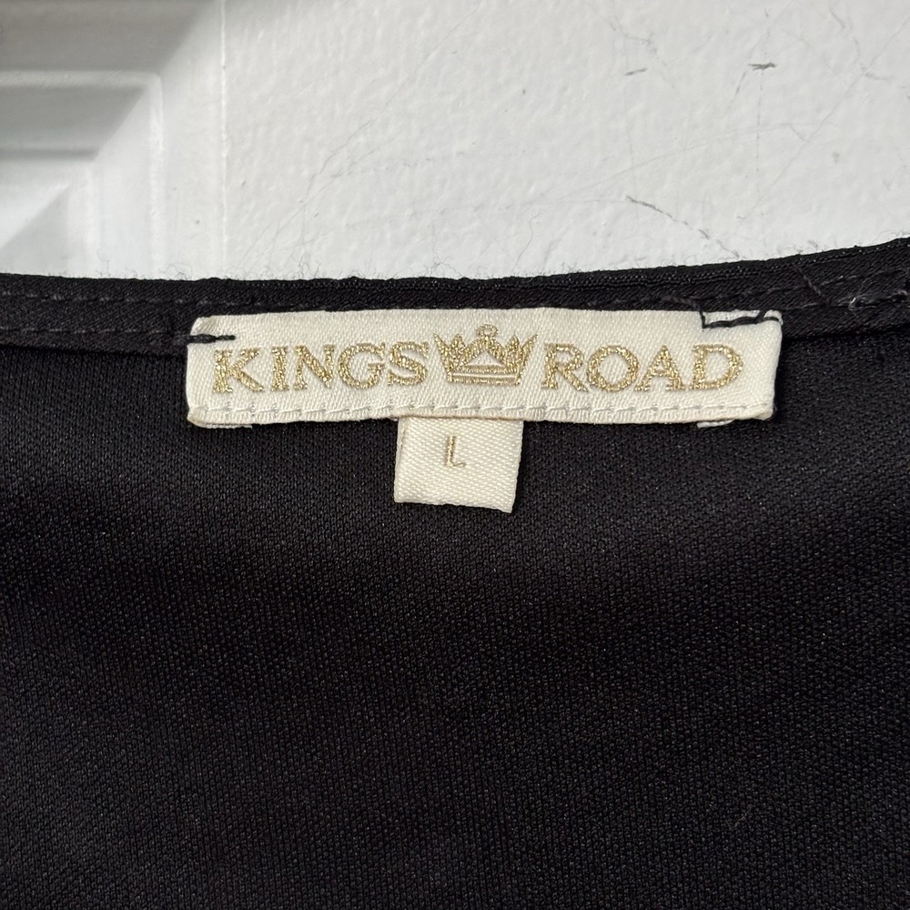 Kings Road Black Maxi Dress Womens L Tiered Ruffle Whimsigoth Ren Faire Y2K Goth - Picture 4 of 10